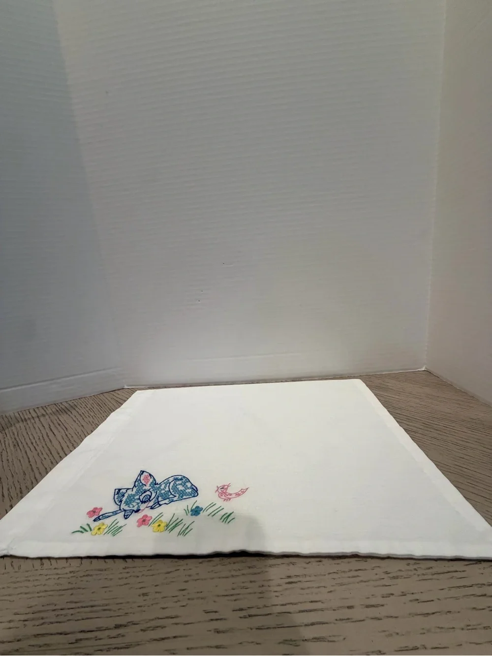 Vintage Child’s Pillow Case To Fit Child’s Pillow Cross Stitched Deer Bunny